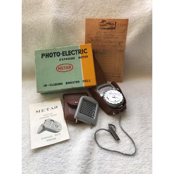 Metar Photo-electric Exposure Meter w/booster, Vintage 1958, Orig Box, Instruct - Picture 1 of 5